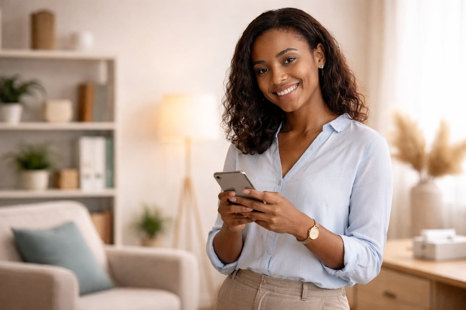 Profissional organizando atendimentos pelo celular